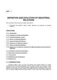 Definition and Evolution of Industrial Relations