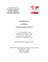 Ibf/Usba Rules Governing Championship Contests