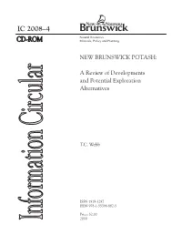 New Brunswick Potash – Review of Developments and Potential