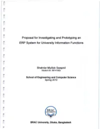 Proposal for Investigating and Prototyping an ERP System for University Information Functions