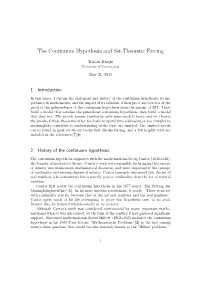 The Continuum Hypothesis and Set-Theoretic Forcing