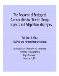 The Response of Ecological Communities to Climate Change: Impacts and Adaptation Strategies
