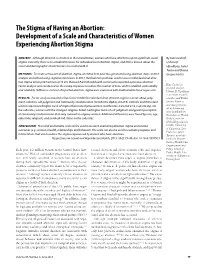 The Stigma of Having an Abortion: Development of a Scale and Characteristics of Women Experiencing Abortion Stigma