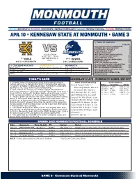Apr. 10 • Kennesaw State at Monmouth • Game 3