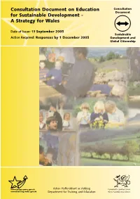 Consultation Document on Education for Sustainable Development - a Strategy for Wales