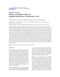 Evodiae Fructus on Targeted Distribution of Berberine in Rats