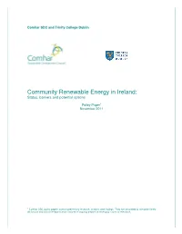 Community Renewable Energy in Ireland: Status, Barriers and Potential Options