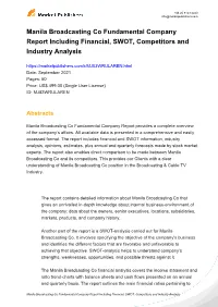 Manila Broadcasting Co Fundamental Company Report Including