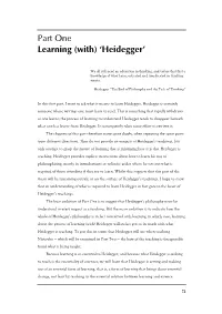 Part One Learning (With) 'Heidegger'