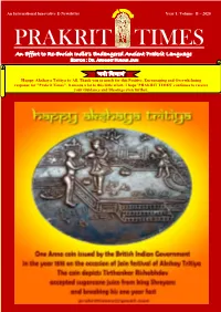 PRAKRIT TIMES an International Innovative E-Newsletter Year 1: Volume II – 2020 an In