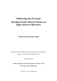 Reading Gender-Based Violence in Rape Survivor Discourse