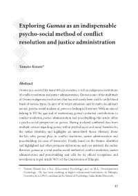 Exploring Gumaa As an Indispensable Psycho-Social Method of Conflict Resolution and Justice Administration