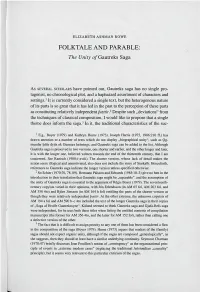 FOLKTALE and PARABLE: the Unity O/Gautreks Saga