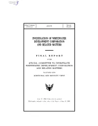 Investigation of Whitewater Development Corporation and Related Matters