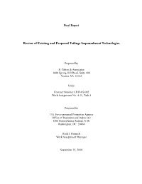 Review of Existing and Proposed Tailings Impoundment Technologies