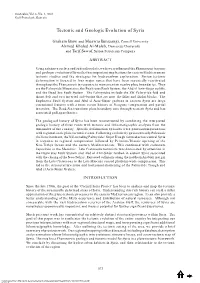 Tectonic and Geologic Evolution of Syria