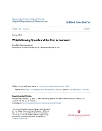 Whistleblowing Speech and the First Amendment