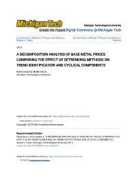 A Decomposition Analysis of Base Metal Prices: Comparing the Effect of Detrending Methods on Trend Identification and Cyclical Components