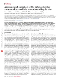 Assembly and Operation of the Autopatcher for Automated Intracellular Neural Recording in Vivo