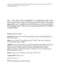 Automatic Detection of Pitching and Throwing Events in Baseball with Inertial Measurement Sensors” by Murray NB Et Al