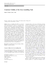 Construct Validity of the Iowa Gambling Task