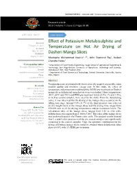 Effect of Potassium Metabisulphite and Temperature on Hot Air Drying of Dasheri Mango Slices