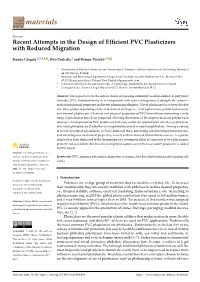 Recent Attempts in the Design of Efficient PVC Plasticizers With
