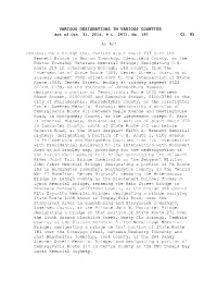 VARIOUS DESIGNATIONS in VARIOUS COUNTIES an Act