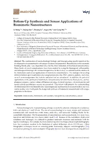 Bottom-Up Synthesis and Sensor Applications of Biomimetic Nanostructures