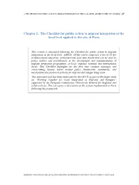 Chapter 2. the Checklist for Public Action to Migrant Integration at the Local Level Applied to the City of Paris