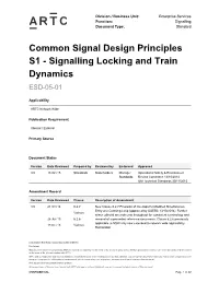 Common Signal Design Principles S1 - Signalling Locking and Train Dynamics ESD-05-01