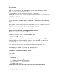 Dear Lav Gupta, I Had Sent You an Email a Few Days Back to Send Me