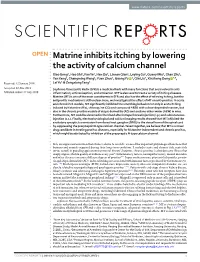 Matrine Inhibits Itching by Lowering the Activity of Calcium Channel