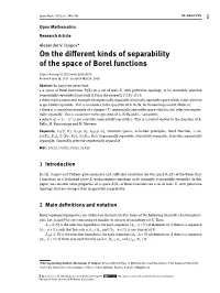 On the Di Erent Kinds of Separability of the Space of Borel Functions