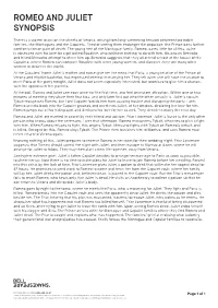 Romeo and Juliet Synopsis