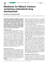 Sustaining Antimalarial Drug Development