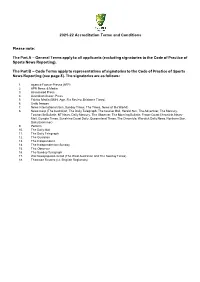 2021-22 Accreditation Terms and Conditions Please Note: the Part A