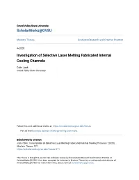 Investigation of Selective Laser Melting Fabricated Internal Cooling Channels