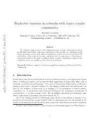 Replicator Equation on Networks with Degree Regular Communities Arxiv