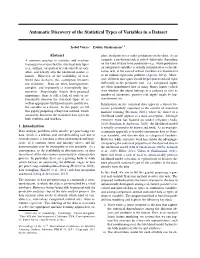 Automatic Discovery of the Statistical Types of Variables in a Dataset