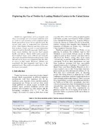 Exploring the Use of Twitter by Leading Medical Centers in the United States