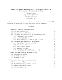 FIRST-ORDER ORDINARY DIFFERENTIAL EQUATIONS III: Numerical and More Analytic Methods