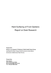 Hard Surfacing of Front Gardens: Report on Desk Research