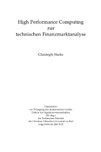 High Performance Computing Zur Technischen Finanzmarktanalyse