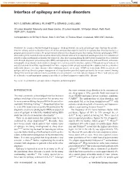 Interface of Epilepsy and Sleep Disorders