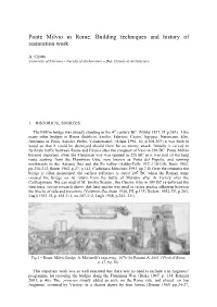 Ponte Milvio in Rome. Building Techniques and History of Restoration Work