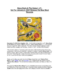Steve Earle & the Dukes' J.T., Set for January 4, 2021 Release Via New