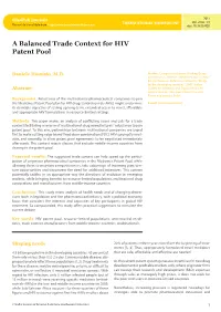 A Balanced Trade Context for HIV Patent Pool