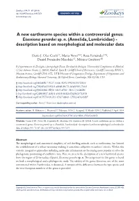 Annelida, Lumbricidae) - Description Based on Morphological and Molecular Data