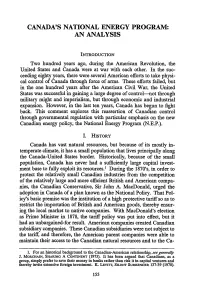 Canada's National Energy Program: an Analysis
